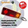 Fanale posteriore DX multifunzione LED, rettangolare, 12/24V