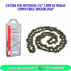 Catena per motosega 1/4" 1.3mm 52 maglie compatibile Oregon 25AP