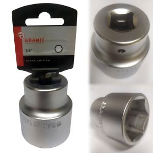 Bussola esagonale 3/4", corta, misure da 19 a 50mm - GRANIT BLACK EDITION