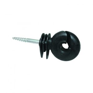 Isolatore nero ad anello con vite corta per legno Ø 6,5 mm - 25 pezzi