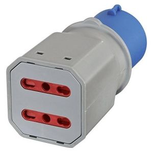 Adattatore Multipresa 2 Prese Bivalenti 10/16a Spina A 3 Poli Industriale