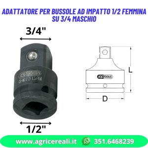 Adattatore per bussole ad impatto 1/2 femmina su 3/4 maschio
