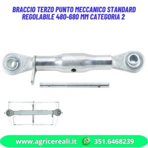 Braccio terzo punto meccanico standard regolabile 480-680 mm categoria 2