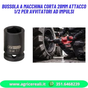 Bussola a macchina corta 28mm attacco 1/2 per avvitatori ad impulsi