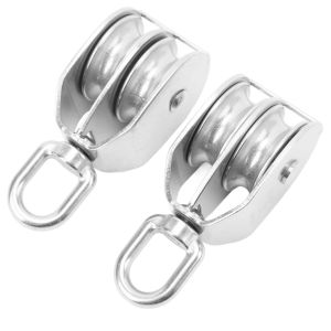 Carrucola doppia occhio girevole acciaio nichelato 4 mm 2 pezzi