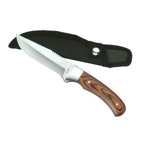 Coltello con Fodero Manico Legno Lama 10 cm
