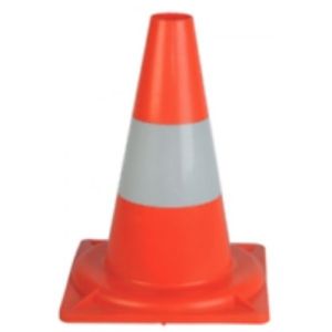 Cono Segnaletico Gomma Bianco - Rosso h34