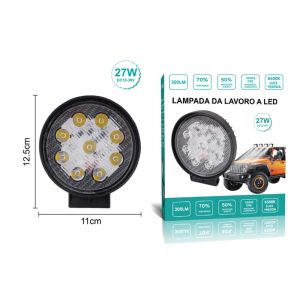 Faro LED 27W IP67 Professionale 6500K per Off-road e Barca