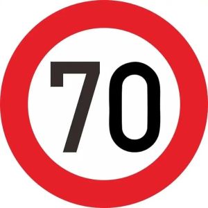 Limite di Velocità 70 km Adesivo D. 20 cm
