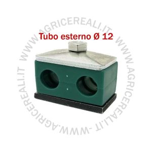 Morsetto Fermatubo Doppio Ø 12 mm con Piastre e Viti