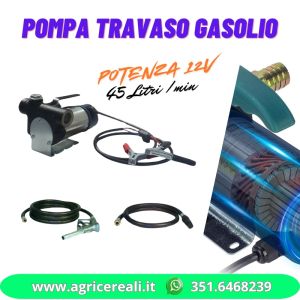 Pompa travaso gasolio 12V 45L/min F.lli Bonezzi Made in Italy con pistola