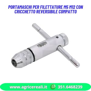 Portamaschi per filettature M5 M12 con cricchetto reversibile compatto