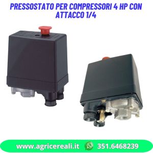 Pressostato 4 vie per compressori 4 HP con attacco 1/4