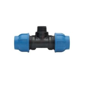 Raccordo a T 90° con Filetto Maschio 25 x ¾" x 25 mm per Tubi PE
