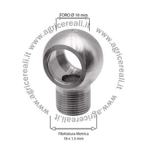 Raccordo Occhio Metrico M18x1,5 mm Foro Ø18 mm - Cono 60°