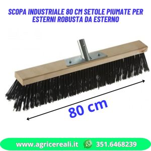 Scopa industriale 80 cm setole piumate per esterni robusta da esterno
