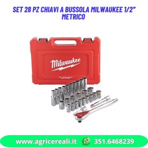 Set 28 pz chiavi a bussola Milwaukee 1/2 metrico