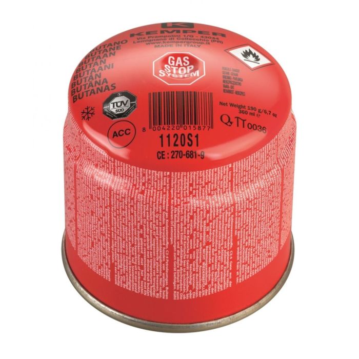 Confezione Da 36 Cartucce Di Gas Butano Da 190 G, Perforabili, Sicurezza Kemper Gas Stop