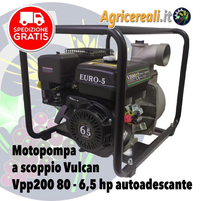 Motopompa a scoppio Vulcan Vpp200 80 - 6,5 hp autoadescante