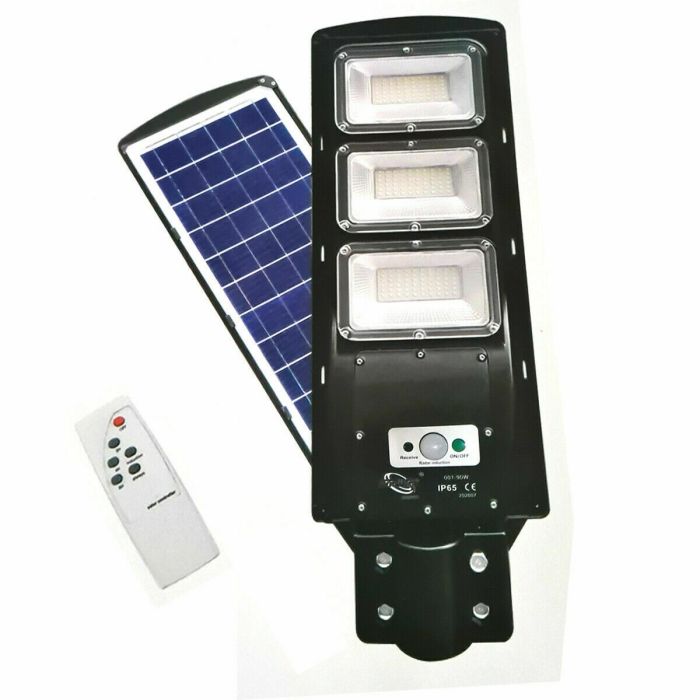 Lampione Stradale Energia Solare Fotovoltaico Esterno Luce Led 90W con  Telecomando 6500k 