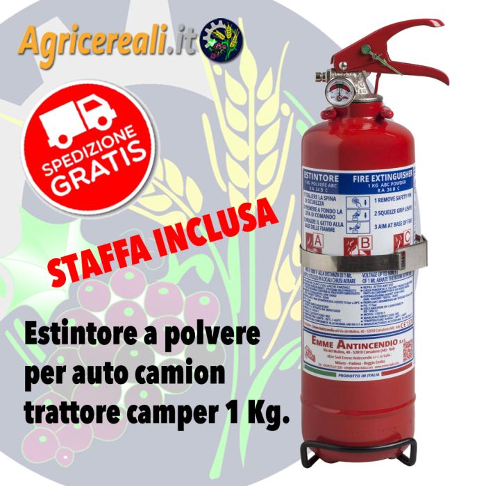 Estintore a polvere per auto camion trattore camper 1 Kg. 